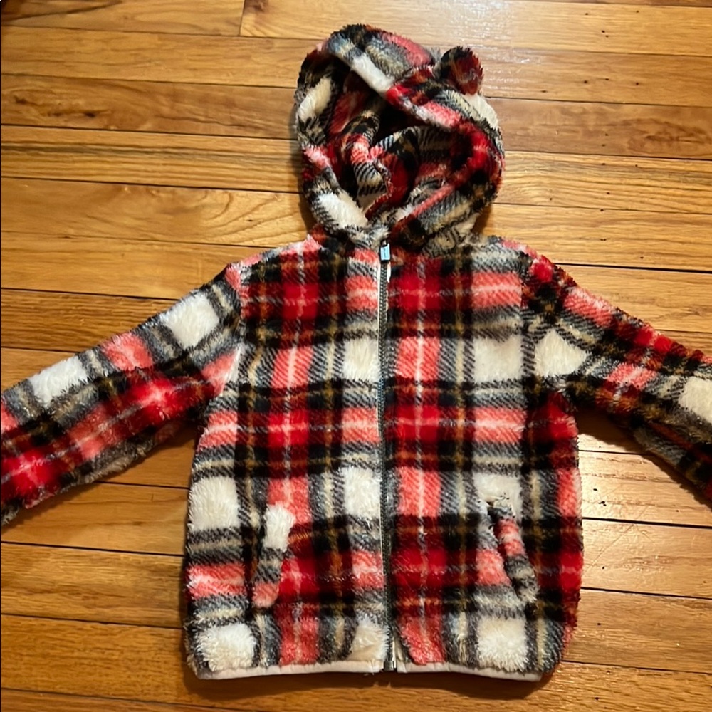 Plaid Fleece Kids Hoodie - Red and Black